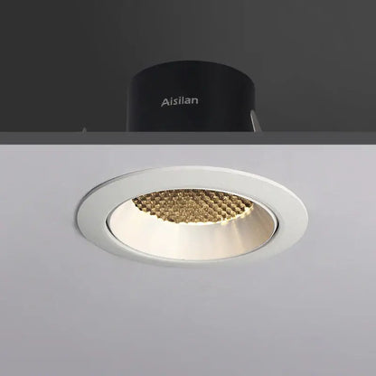 DecorBites 7.5cm white recessed led downlight with gold honeycomb panel and black fixture for living and bedroom ceiling spot