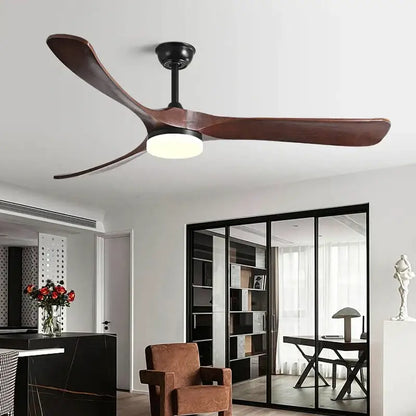 Modern decorbites™ 70 inch black retro fan light with three solid wood blades and integrated led light fixture
