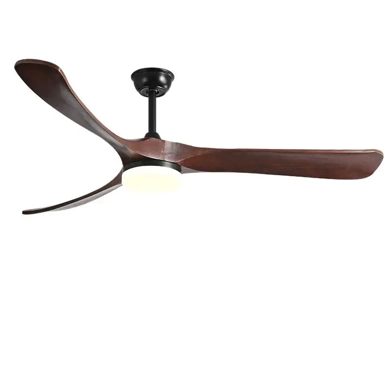Modern DecorBites 70 black retro fan light with three solid wood blades and integrated LED in black housing