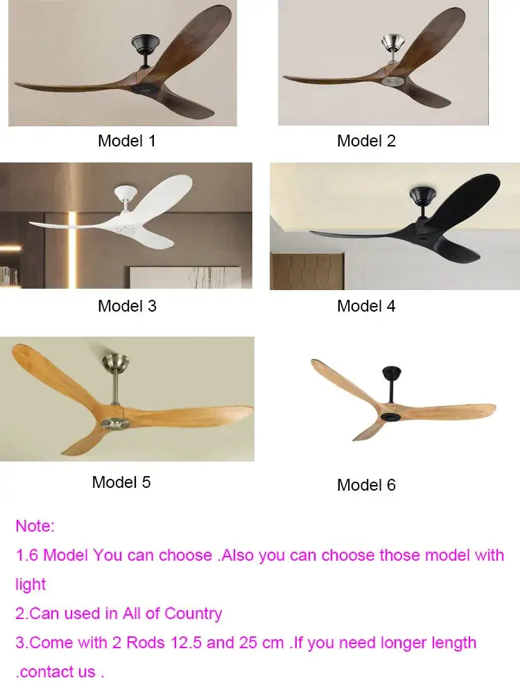 Decorbites 70 inch ceiling fan with remote control featuring wood-toned aerodynamic blades and metallic hubs