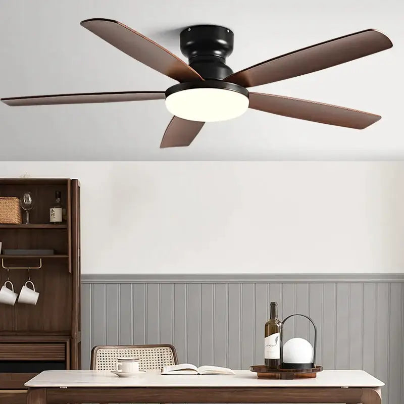 Modern decorbites 72 inch low floor fan ceiling fan with five dark brown wooden blades and integrated floor fan light