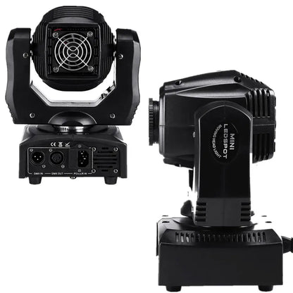 Black decorbites™ 75w led moving head spot light with cooling fan and control ports for dj and disco use