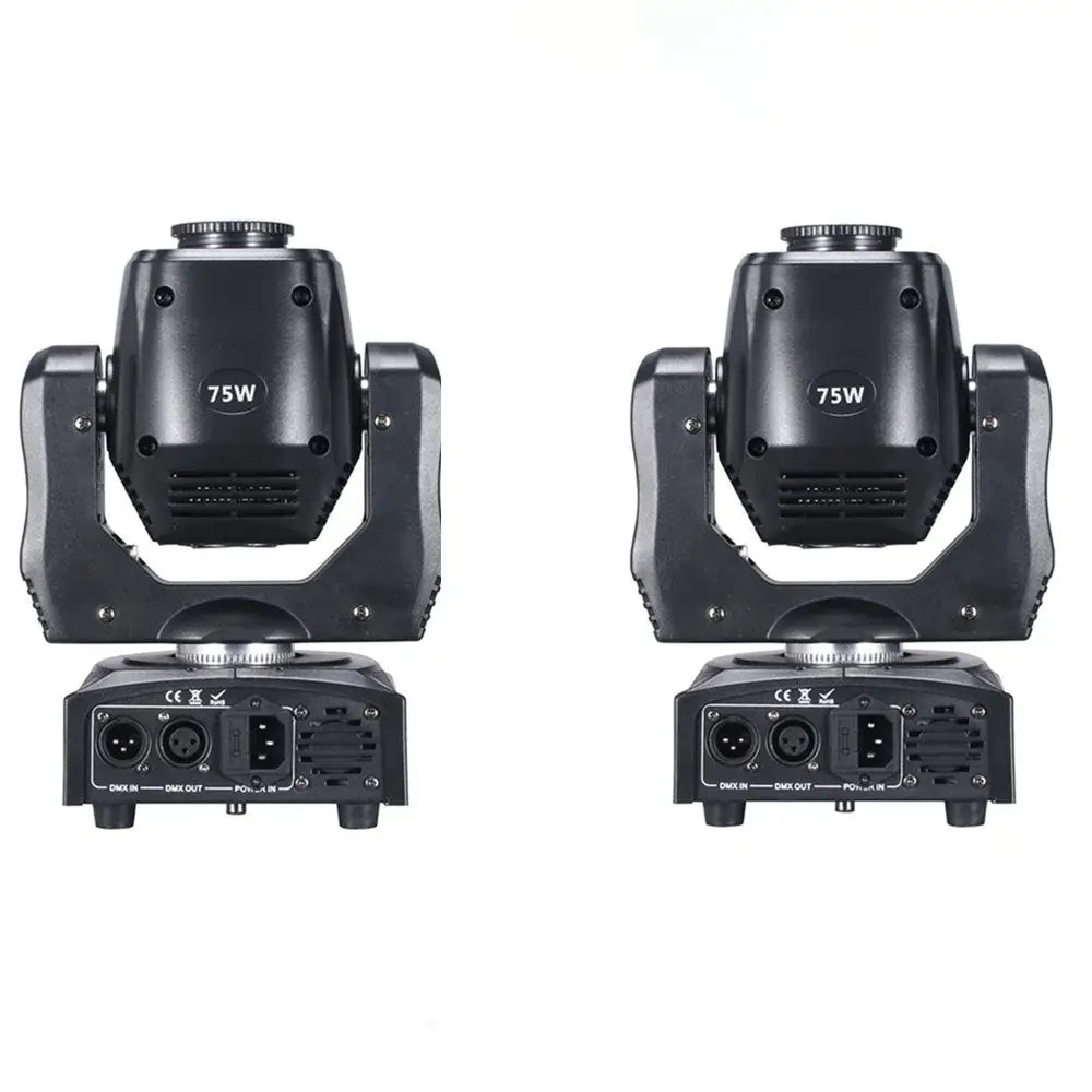 Black DecorBites™ 75w led moving head spot light with robust angular design and multiple input output ports