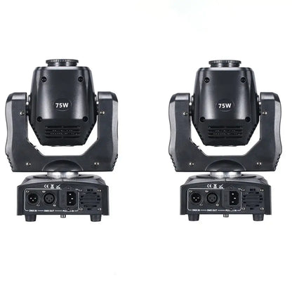 Black DecorBites™ 75w led moving head spot light with robust angular design and multiple input output ports