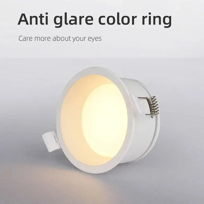 White circular decorbites soft anti-glare led downlight with aluminium recessed ceiling spot light emitting warm glow