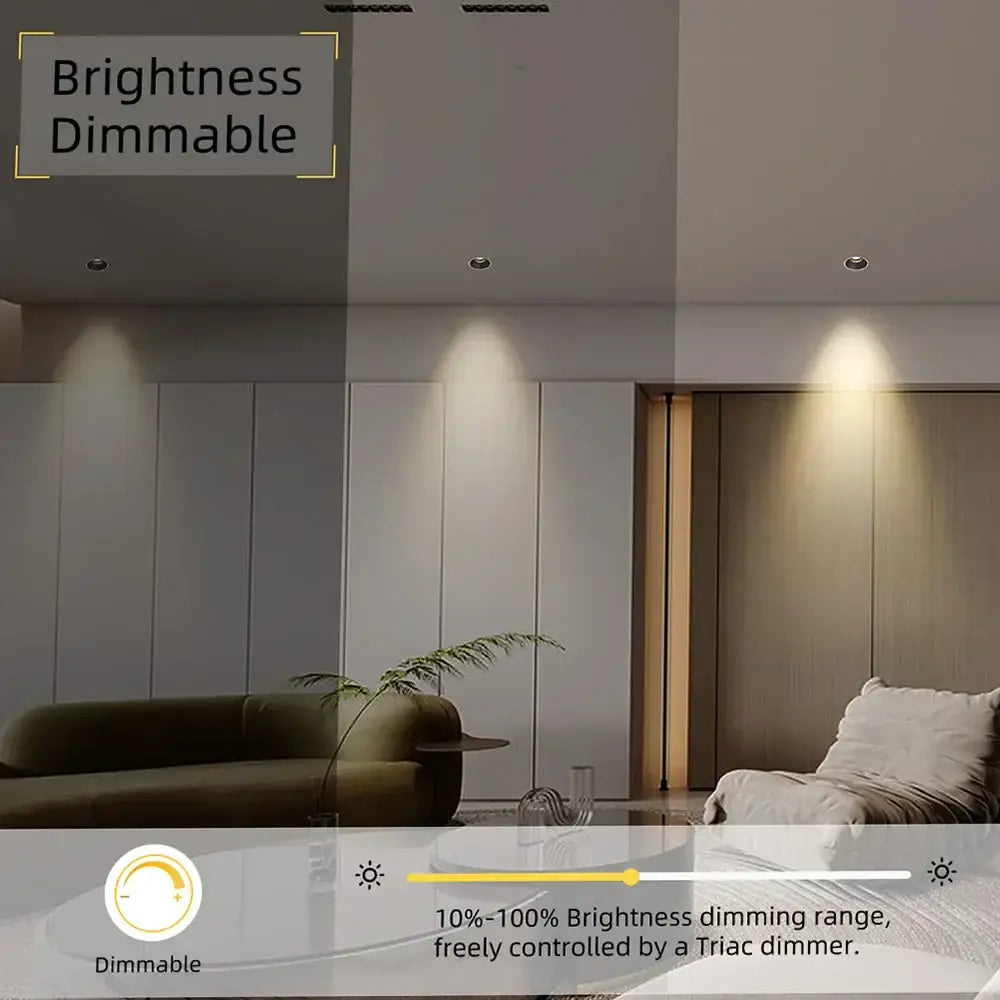 Dimbale frameless decorbites 7w cri97 led downlight emitting warm white light with anti-glare modern design
