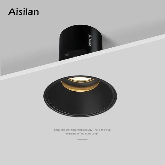 Black aisilan decorbites 7w cri97 led downlight with sleek modern design and gold-toned interior recessed fixture