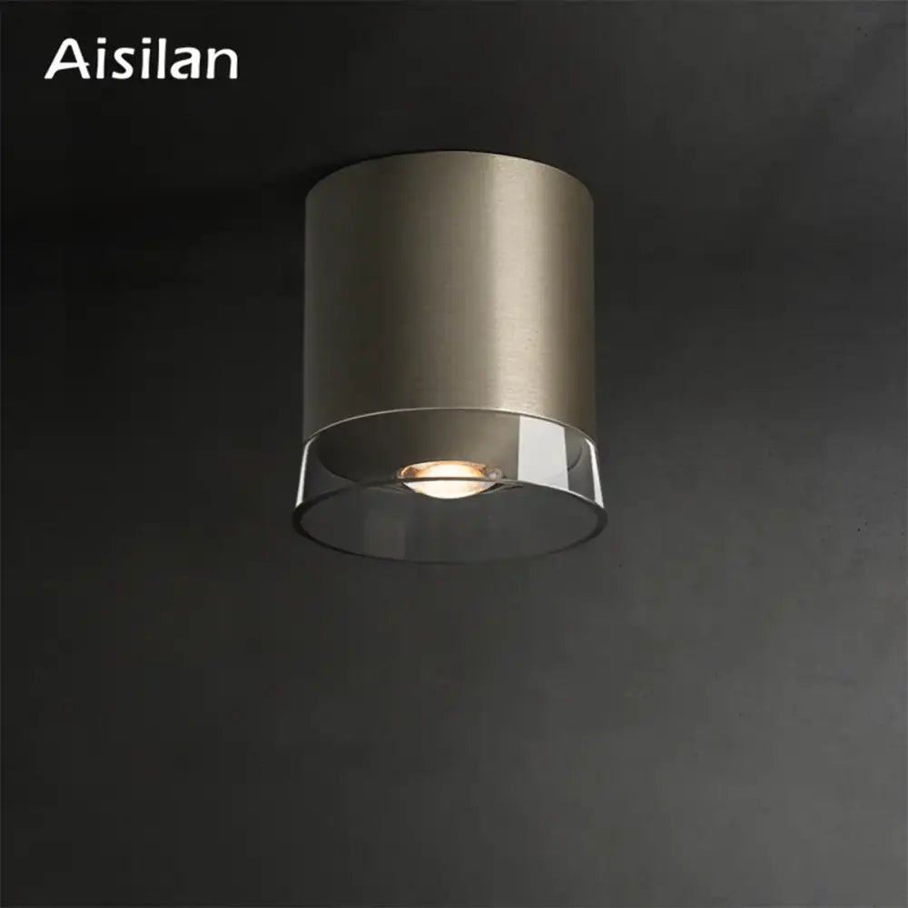 Aisilan decorbites 7w high cri 97 led cylindrical ceiling light with nickel finish and clear glass diffuser for living room