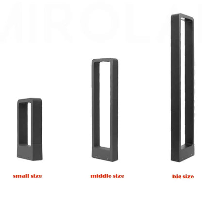 Black rectangular bollard light frame in small, middle, and big sizes for decorbites 7w led aluminum garden use
