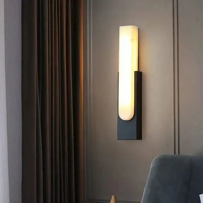 Modern minimalist wall lamp with sleek black frame and warm light in decorbites 7w led marble wall design