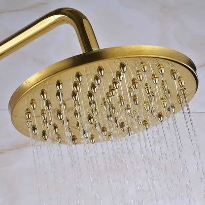 Decorbites™ 8 inch gold-colored antique brass rainfall shower faucet head with multiple water nozzles for refreshing showers