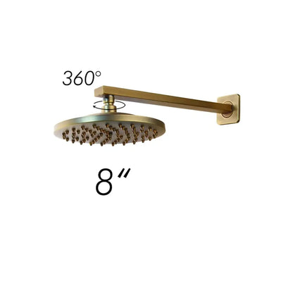 Decorbites 8 inch antique brass round shower faucet set with rainfall head and 360 degree swivel faucet set