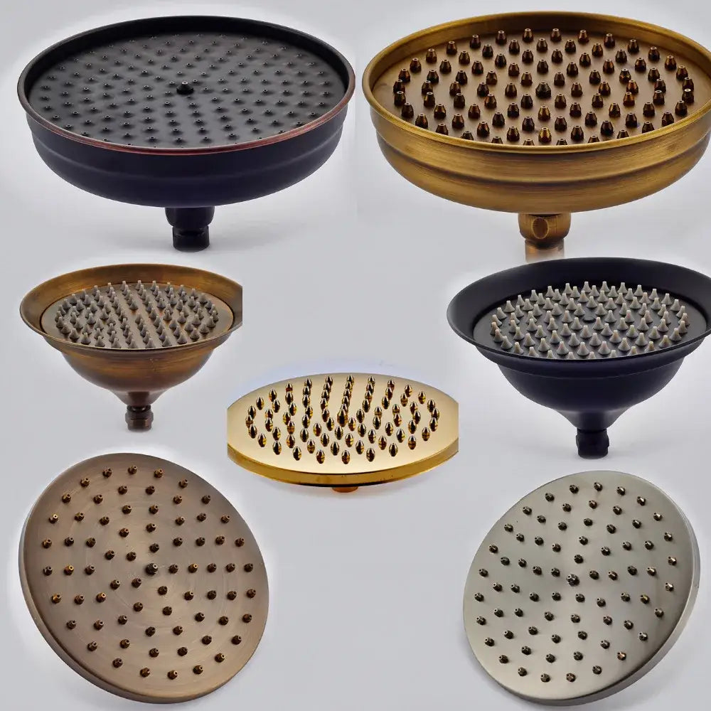 Collection of brass and black shower head nozzles featuring round and oval designs for decorbites brass shower head replacement