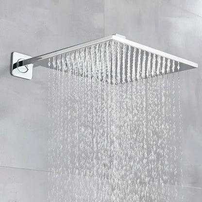 Chrome finished brass square led shower head with sleek modern design and even water streams for rainfall effect