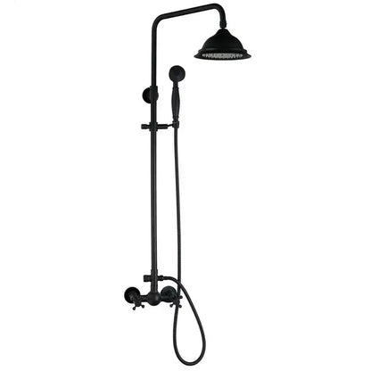 Decorbites™ 8 inch matte black shower faucet set with rainhead and handheld spray nozzle in black matte finish