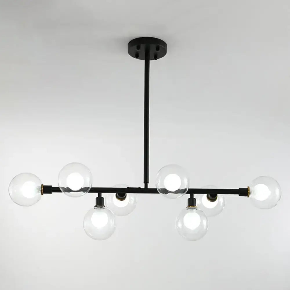 Black metal chandelier with clear glass globe bulbs e26 e27 sockets for restaurants decorbites 8-light nordic pendant