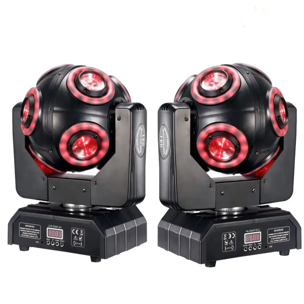 Black led 8x15w moving head beam stage light with red circular arrays and angular design for dj and events