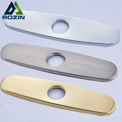 Decorbites 9.6-inch kitchen sink faucet hole covers in polished chrome brushed nickel and gold finishes