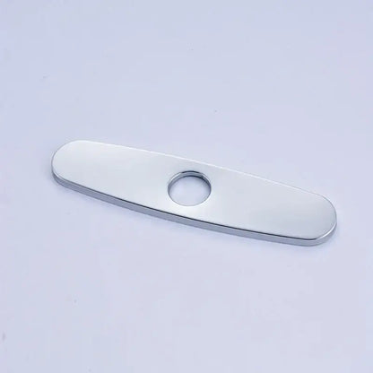 Chromed decorbites 9.6-inch kitchen sink faucet hole cover with sleek oval shape and centered circular hole