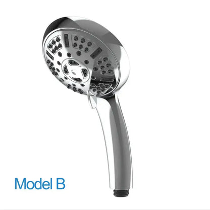 Chrome-finished decorbites™ 9-function handheld shower head with sleek design multiple spray settings and curved handle