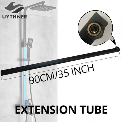 Black matte-finished metal 90cm tube-bar extend pipe for shower faucet extension by DecorBites extend pipe 35 inches long