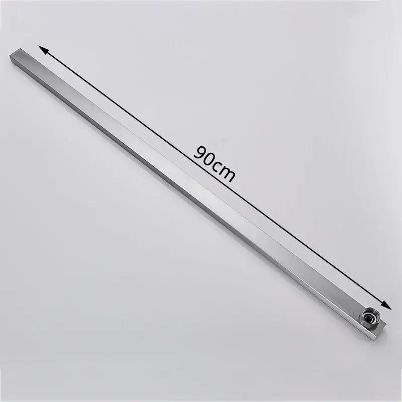 A sleek metallic 90cm tube-bar extend pipe with polished silver finish for shower faucet extension by DecorBites