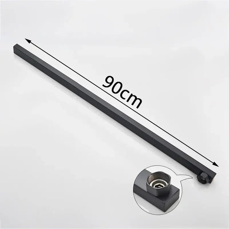 Black matte-finished metal shower door track 90cm long for decorbites™ 90cm tube-bar extend pipe shower extension