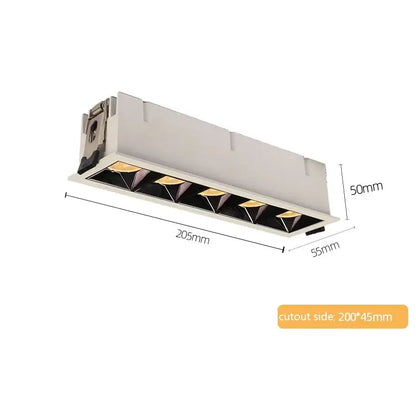 Modern white recessed spot light with five warm angled bulbs decorbites™ 9w 15w cri97 led downlight for living room