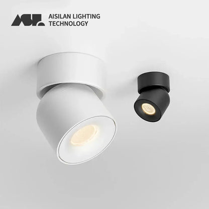 Modern white and black decorbites™ 9w cob led ceiling spotlight with 360° rotation and minimalist design