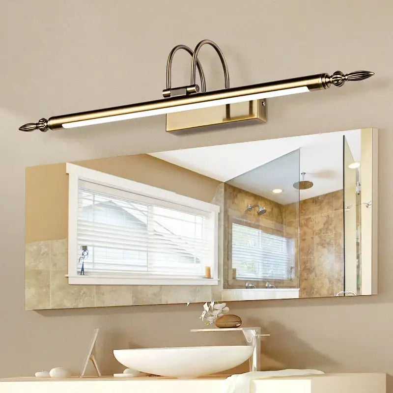 Brass-finished decorbites 9w led mirror lights with ornate curved arms for bathroom vanity wall lamp in bronze finish