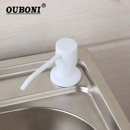 White plastic decorbites abs white soap dispenser with sleek cylindrical body and curved spout for kitchen and bathroom use