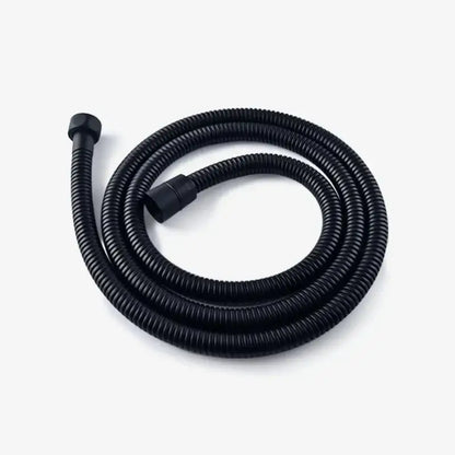 Black corrugated ABS3 rain shower hose with flexible ribbed texture and two plastic connectors for decorbites abs3 rain head set