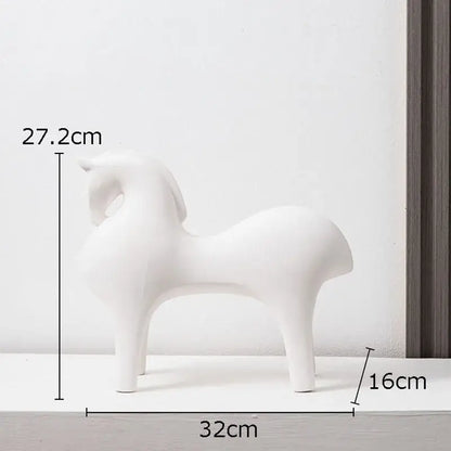 A sleek white abstract ceramic horse decorative figurine by decorbites with smooth curves and modern minimalist design