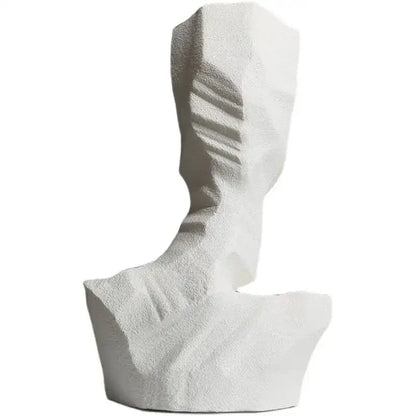 White textured resin bust sculpture with abstract angular design decorbites abstract characters for modern decor