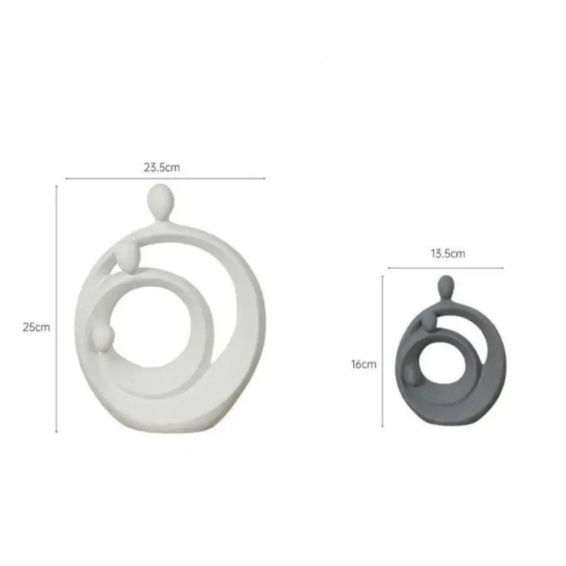 Decorbites abstract family sculpture set of white and gray ceramic figurines with smooth glossy surfaces for home decor