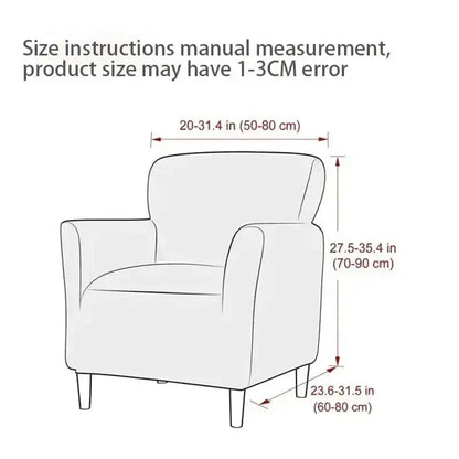 Minimalist accent chair with soft upholstered seat and backrest featuring decorbites™ stretch chair cover slipcovers