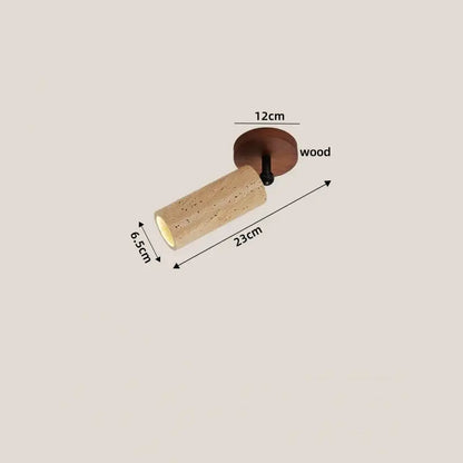 A cylindrical light-brown cork spotlight with wooden base for decorbites™ acryl travertine led ceiling lights