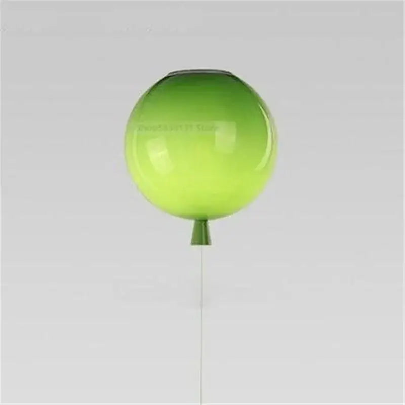 Decorbites™ acrylic balloon ceiling light featuring a translucent lime green spherical acrylic balloon with a darkened top