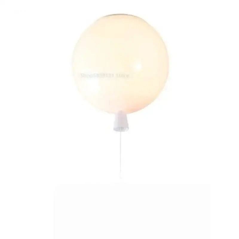 A soft glowing white acrylic balloon ceiling lamp with sleek plastic base and cord for modern living spaces