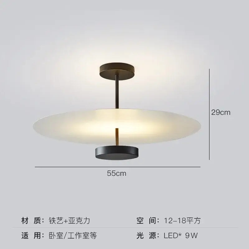 Modern minimalist black round chandelier by decorbites featuring acrylic black round frosted disc and led bulb for bedroom lighting