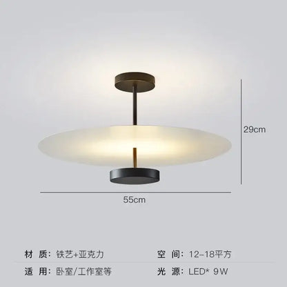 Modern minimalist black round chandelier by decorbites featuring acrylic black round frosted disc and led bulb for bedroom lighting
