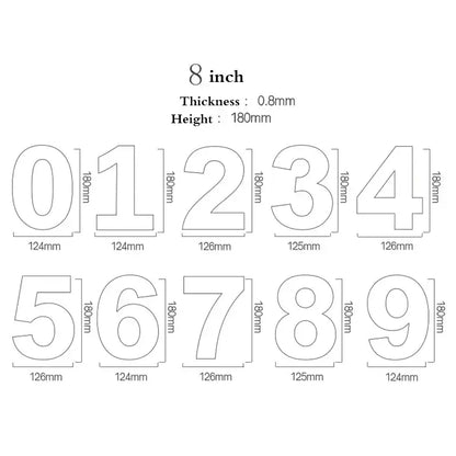 DecorBites™ acrylic cake decorating stencil set with eight bold white numerals for precise sugar fondant decoration