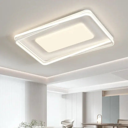 Modern rectangular acrylic chandelier with sleek white frame and soft diffused glow minimalist indoor light for home use