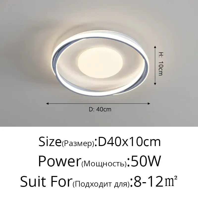 Modern circular led acrylic chandelier with chrome finish and soft white illumination for minimalist indoor light use