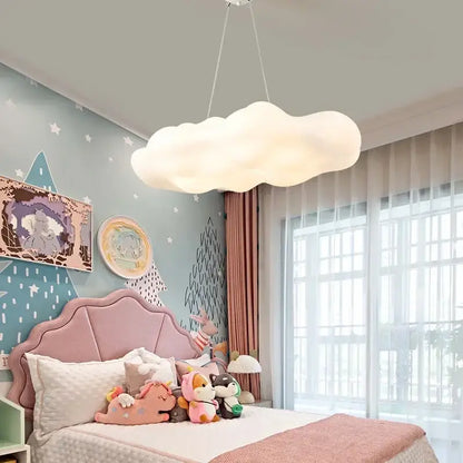 A soft off-white acrylic cloud led ceiling chandelier with smooth diffused glow for living room and bedroom