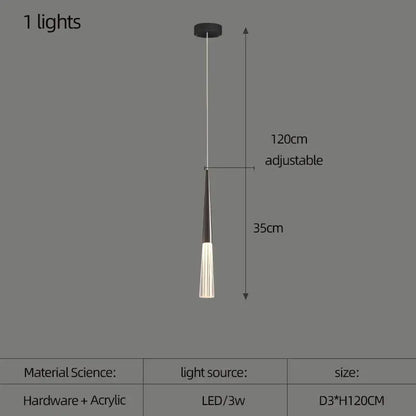 Modern black and white acrylic cone pendant light with adjustable height for villa stair kitchen and restaurant by DecorBites