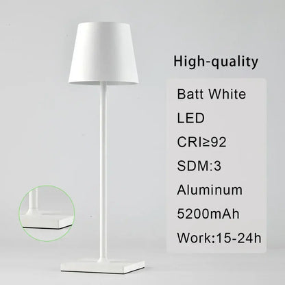 White led floor lamp with sleek aluminum stand and conical shade paired with DecorBites acrylic crystal art table lamp