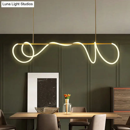 Gold-toned decorbites acrylic flex tube suspension ceiling light with sleek curved design providing natural light options