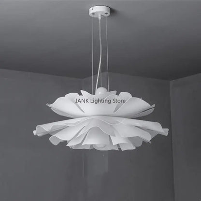 White layered acrylic flower chandelier pendant light with minimalist design for dining and bedroom decor