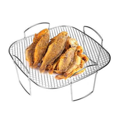Decorbites™ air fryer stainless steel dehydrator rack layer with mesh design and handles for cooking and baking